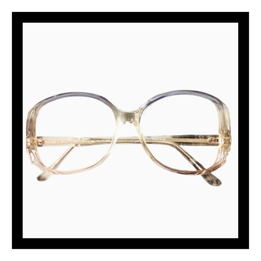 1980’s Vintage Clear & Purple Oversized Eyeglasses with Cutouts, Deadstock